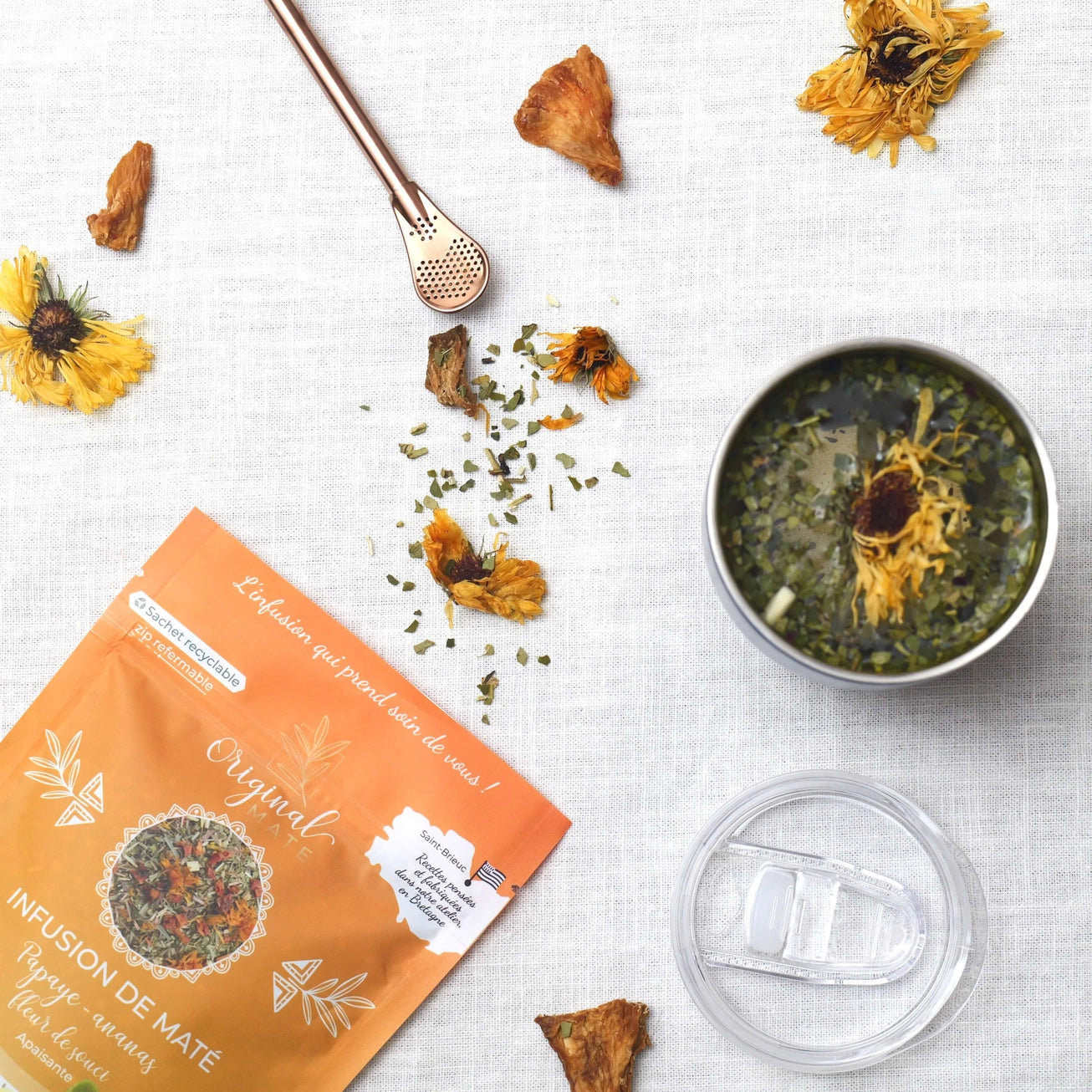 Exotic Rainforest Mate Infusion – Papaya, Pineapple & Lemongrass • Smooth & Fruity Blend