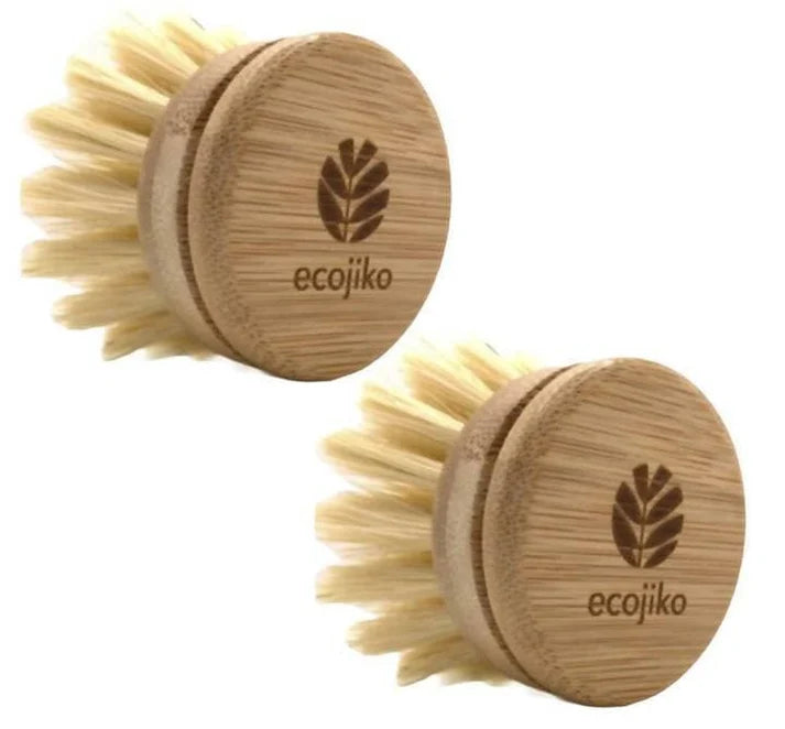 Dish Brush Replacement Heads – 2 Pack • Bamboo & Plant‑Fibre, Plastic‑Free Refills