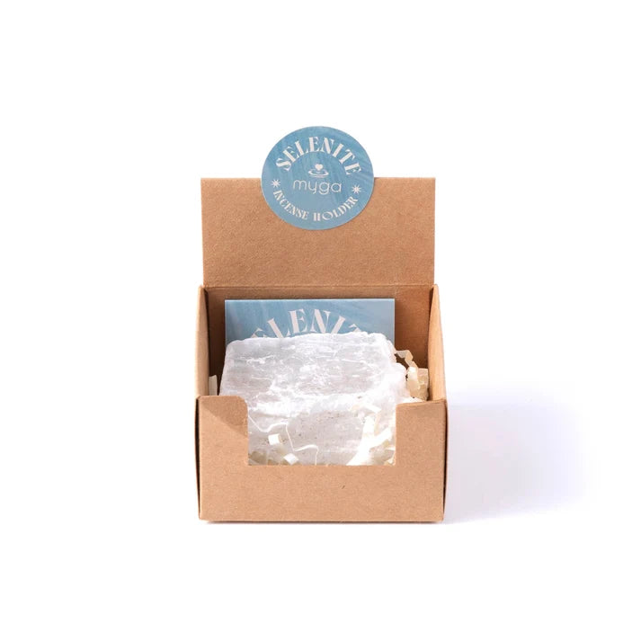 Selenite Incense Holder – Crystal Burner for Sticks & Cones