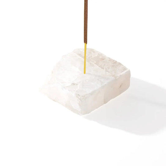 Selenite Incense Holder – Crystal Burner for Sticks & Cones