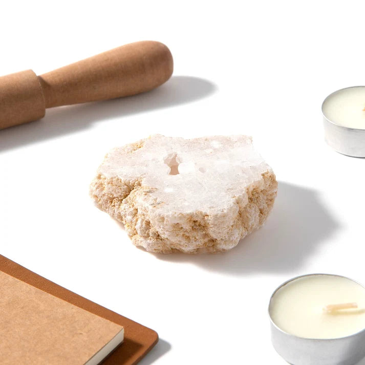 Quartz Geode Incense Holder – Crystal Burner for Sticks & Cones