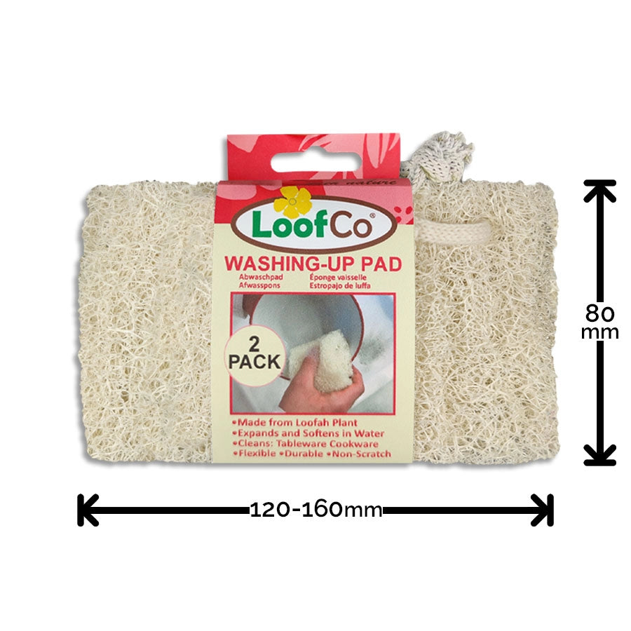 Washing‑Up Pad 2 Pack – Natural Loofah Sponges for Plastic‑Free Dishwashing
