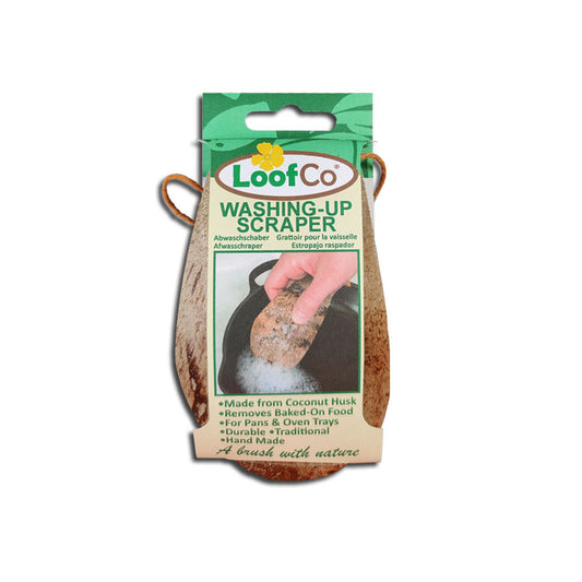 Washing‑Up Scraper – Natural Coconut Husk Scraper for Tough Residue - 
