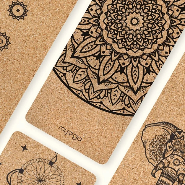 Extra‑Large Cork Yoga Mat – Mandala • Natural, Non‑Slip & Spacious Mat for Yoga, Pilates & Meditation