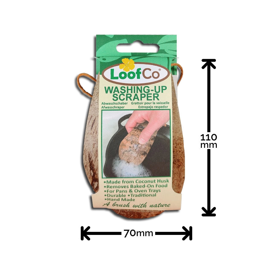 Washing‑Up Scraper – Natural Coconut Husk Scraper for Tough Residue
