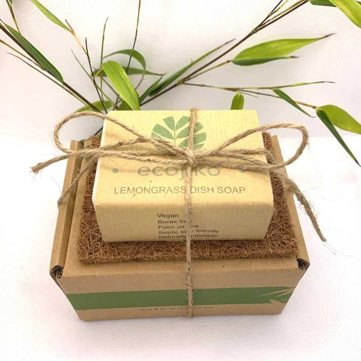 Eco‑Friendly Dish Soap & Bamboo Scrubbing Brush Gift Set • Plastic‑Free, Natural & Zero‑Waste Cleaning