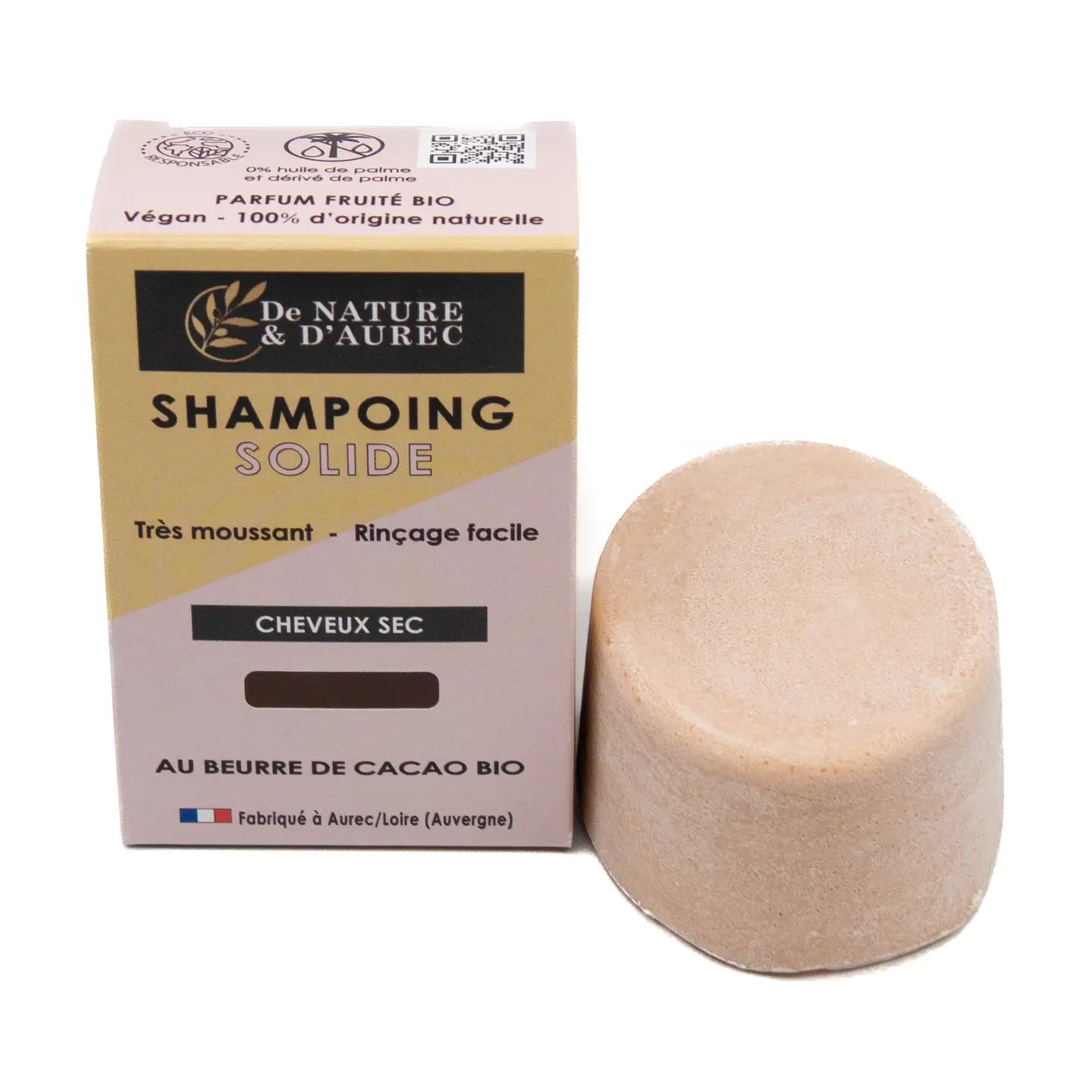 Solid Shampoo Bar for Dry Hair – Organic Cocoa Butter & Pink Clay (75ml)