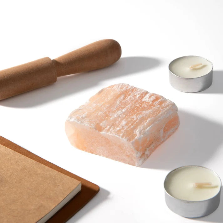 Yellow Selenite Incense Holder – Crystal Burner for Sticks & Cones