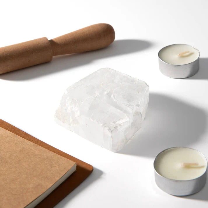 Selenite Incense Holder – Crystal Burner for Sticks & Cones