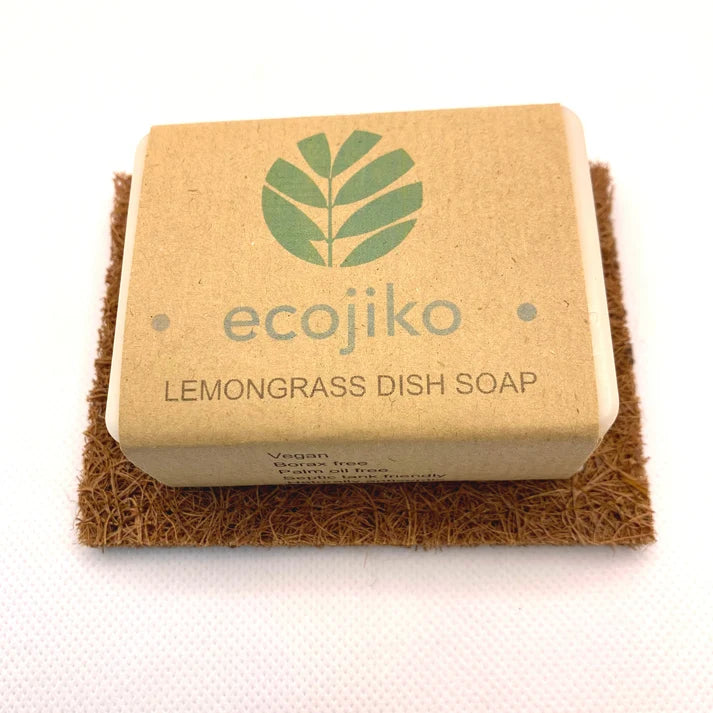 Lemongrass Eco Dish Soap + Coconut Coir Soap Rest • Plastic‑Free, Natural & Zero‑Waste Kitchen Set