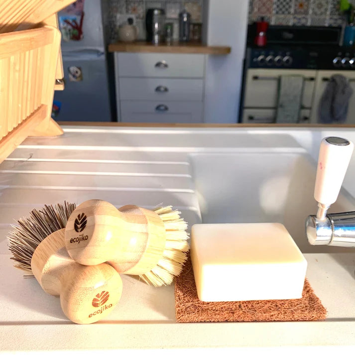 Eco‑Friendly Dish Soap & Bamboo Scrubbing Brush Gift Set • Plastic‑Free, Natural & Zero‑Waste Cleaning