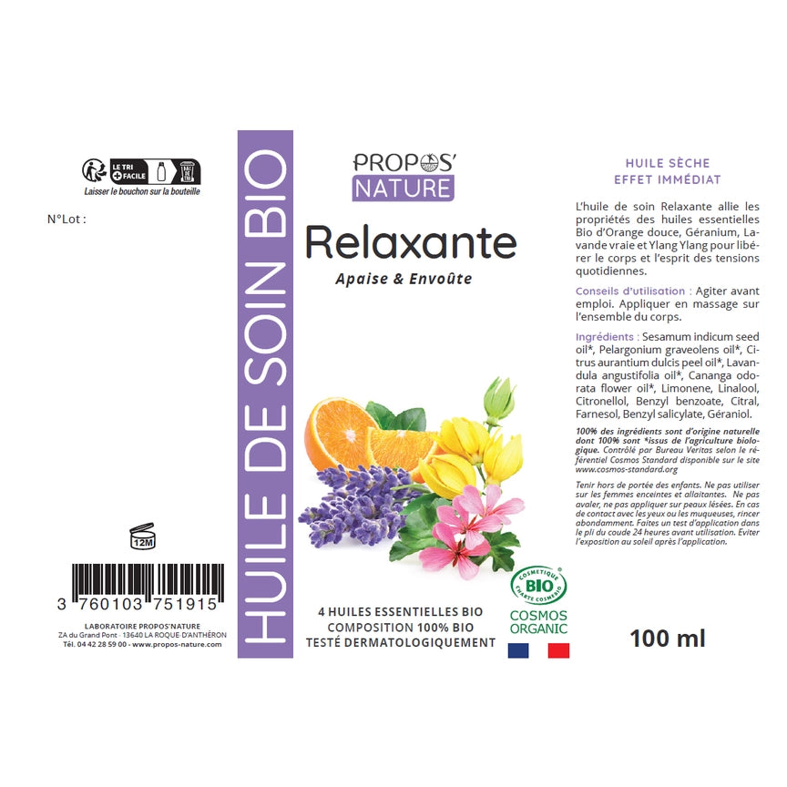 Organic Relaxing Massage Oil – 100ml - 