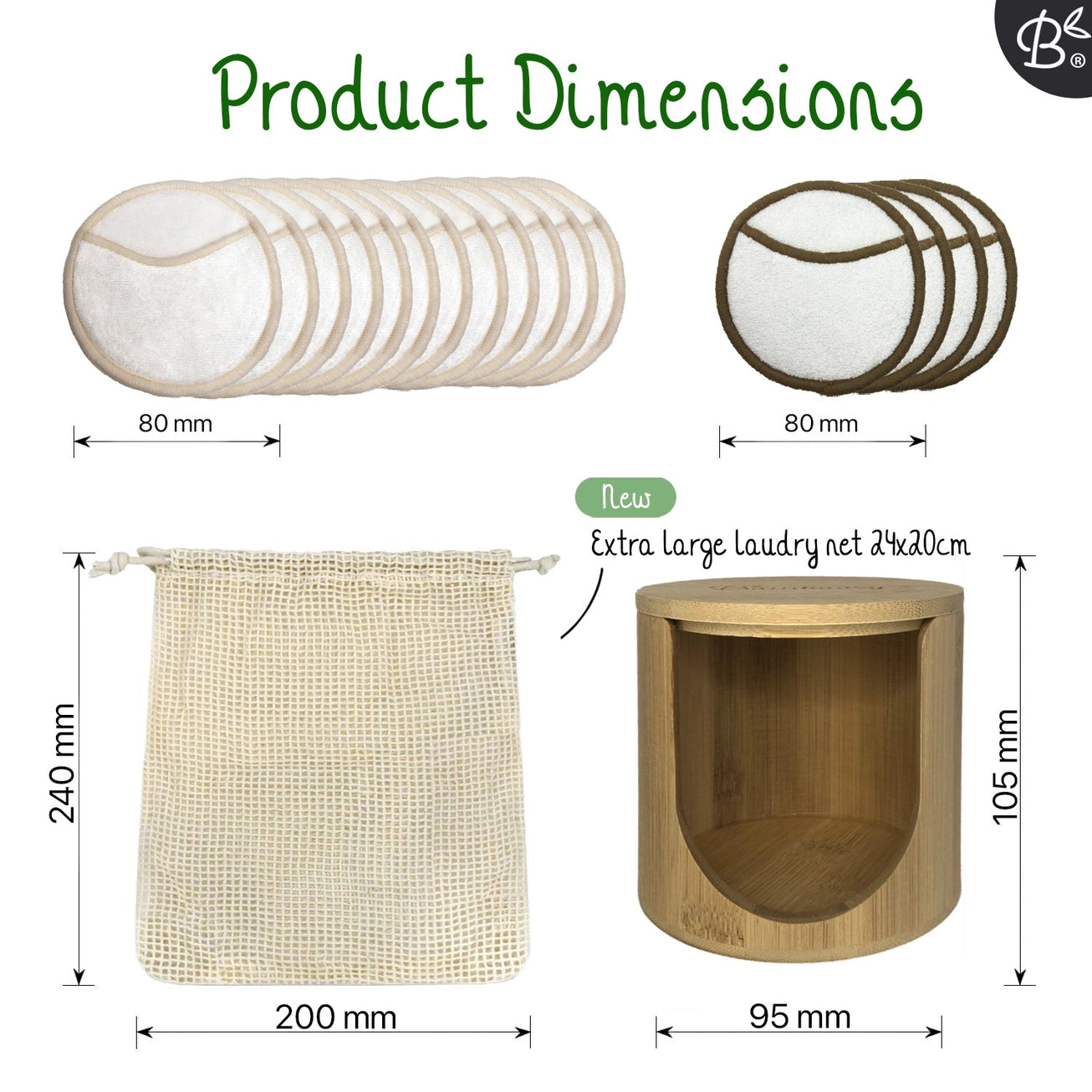 16x Reusable Cotton Pads (4‑Layer) + Bamboo Holder – Premium Washable Makeup Removal Set