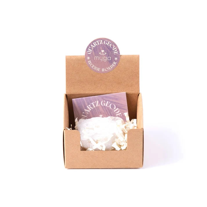 Quartz Geode Incense Holder – Crystal Burner for Sticks & Cones
