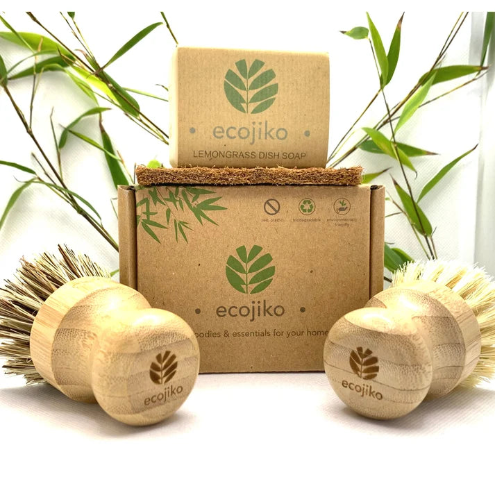 Eco‑Friendly Dish Soap & Bamboo Scrubbing Brush Gift Set • Plastic‑Free, Natural & Zero‑Waste Cleaning