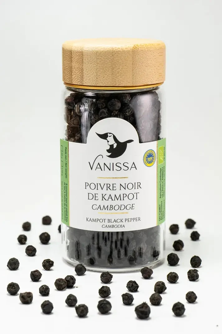 Organic Black Kampot Pepper PGI – 60g • Premium Cambodian Pepper with Protected Geographical Indication