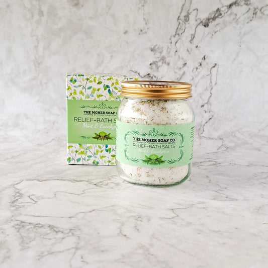 Relief Bath Salts (Mint & Eucalyptus) – 320g Jar