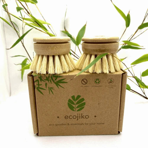 Dish Brush Replacement Heads – 2 Pack • Bamboo & Plant‑Fibre, Plastic‑Free Refills