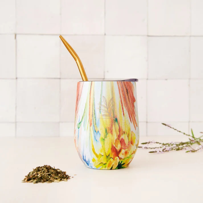 Arcoíris Insulated Cup with Bombilla – Colourful Thermal Mate Cup for Tea & Coffee