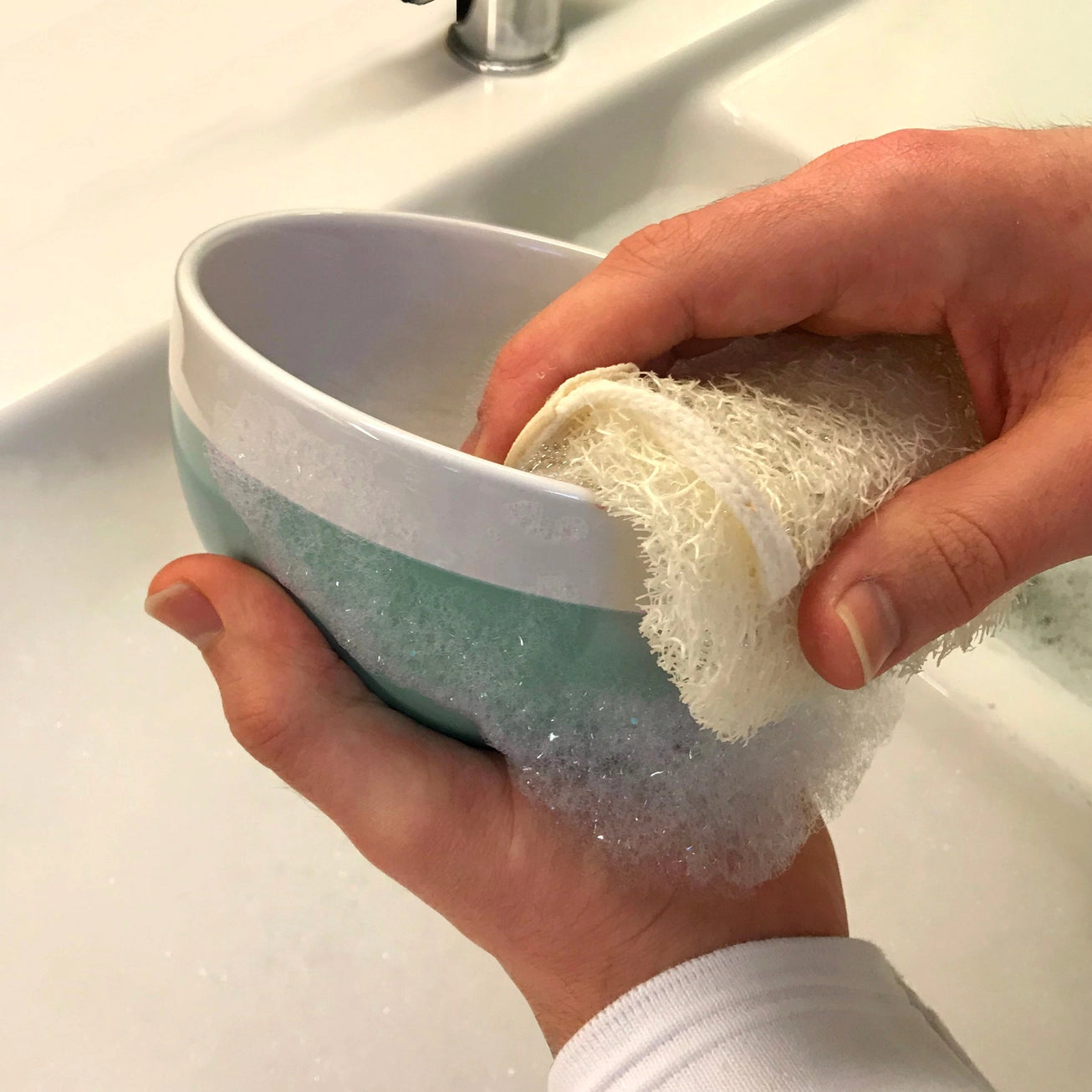 Mini Washing‑Up Pad 2 Pack – Single‑Layer Natural Loofah Sponges