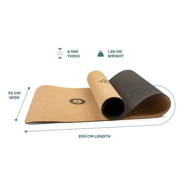 Extra‑Large Cork Yoga Mat – Mandala • Natural, Non‑Slip & Spacious Mat for Yoga, Pilates & Meditation