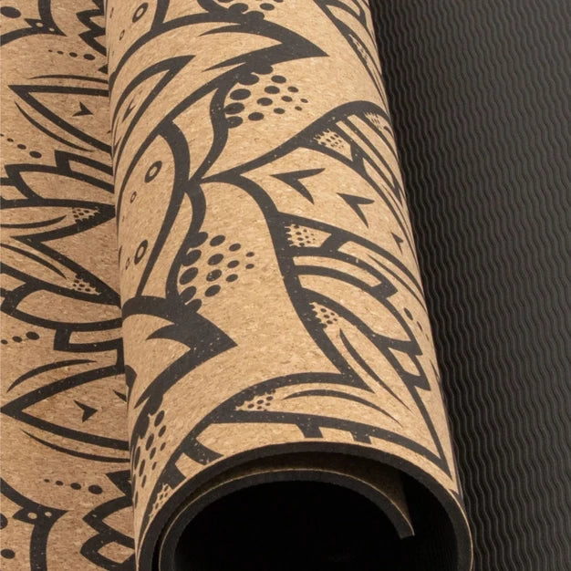 Extra‑Large Cork Yoga Mat – Mandala • Natural, Non‑Slip & Spacious Mat for Yoga, Pilates & Meditation