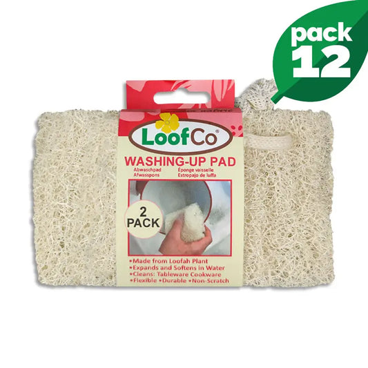 Washing‑Up Pad 2 Pack – Natural Loofah Sponges for Plastic‑Free Dishwashing - 