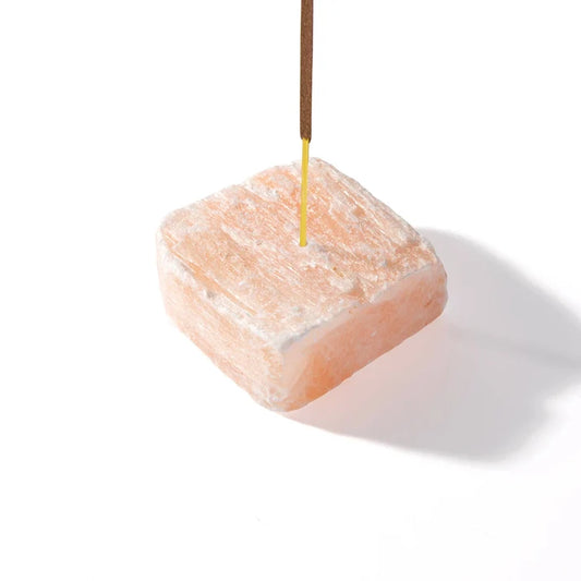Yellow Selenite Incense Holder – Crystal Burner for Sticks & Cones