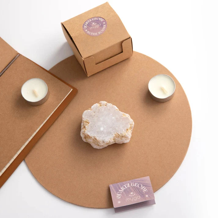 Quartz Geode Incense Holder – Crystal Burner for Sticks & Cones