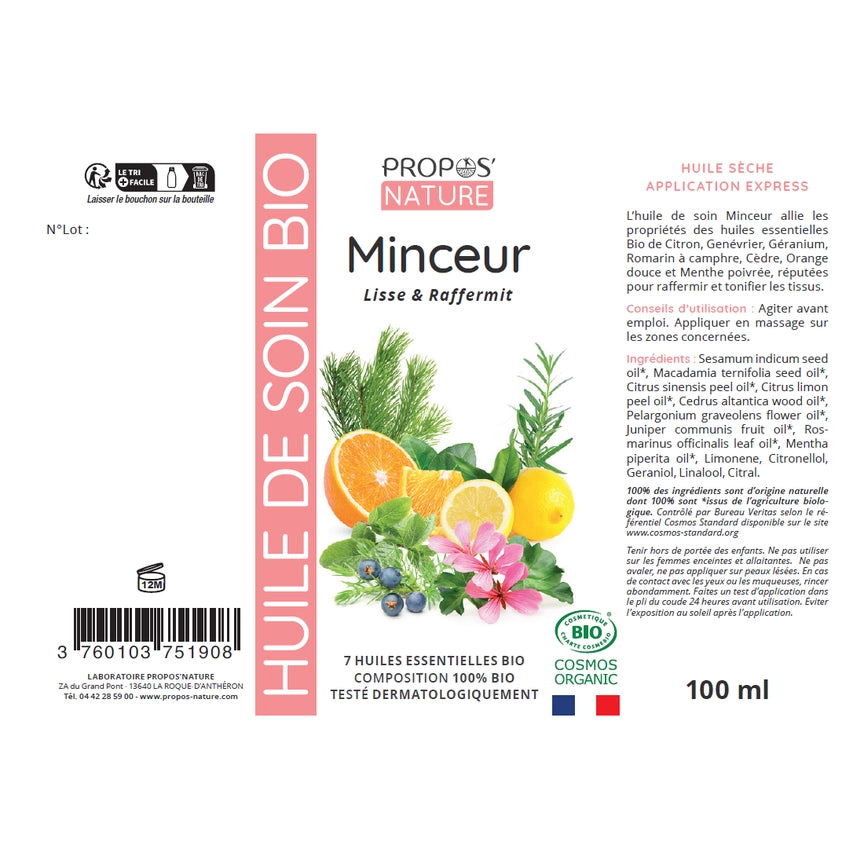 Slimming Massage Oil – Cellulite Support – Organic 100ml - 