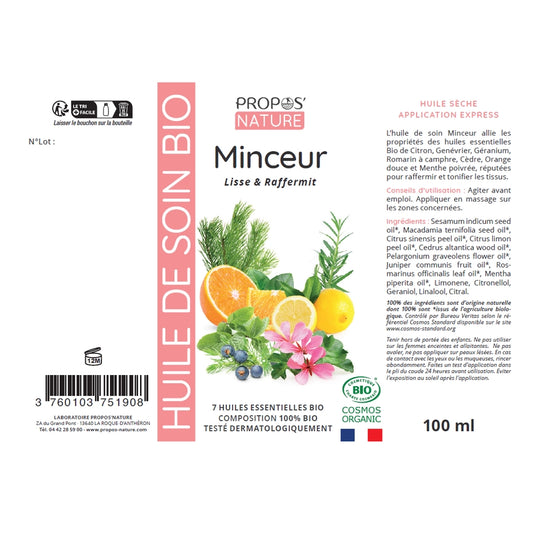 Slimming Massage Oil – Cellulite Support – Organic 100ml - 