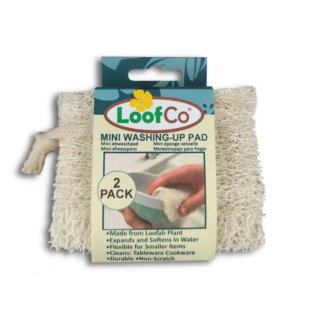 Mini Washing‑Up Pad 2 Pack – Single‑Layer Natural Loofah Sponges