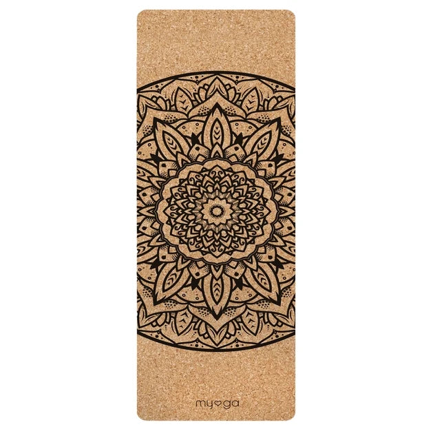 Extra‑Large Cork Yoga Mat – Mandala • Natural, Non‑Slip & Spacious Mat for Yoga, Pilates & Meditation