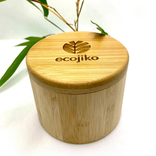 Bamboo Salt & Spice Pot • Natural Kitchen Storage with Swivel Lid